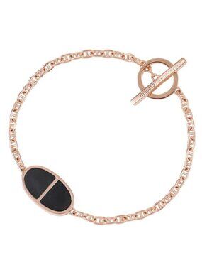Hermes Bracelet Chaine D'ancre Verso 18K Pink Gold Black Ceramic